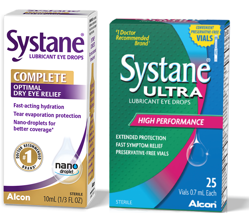 Systane Complete and Systane Ultra dry eye drops